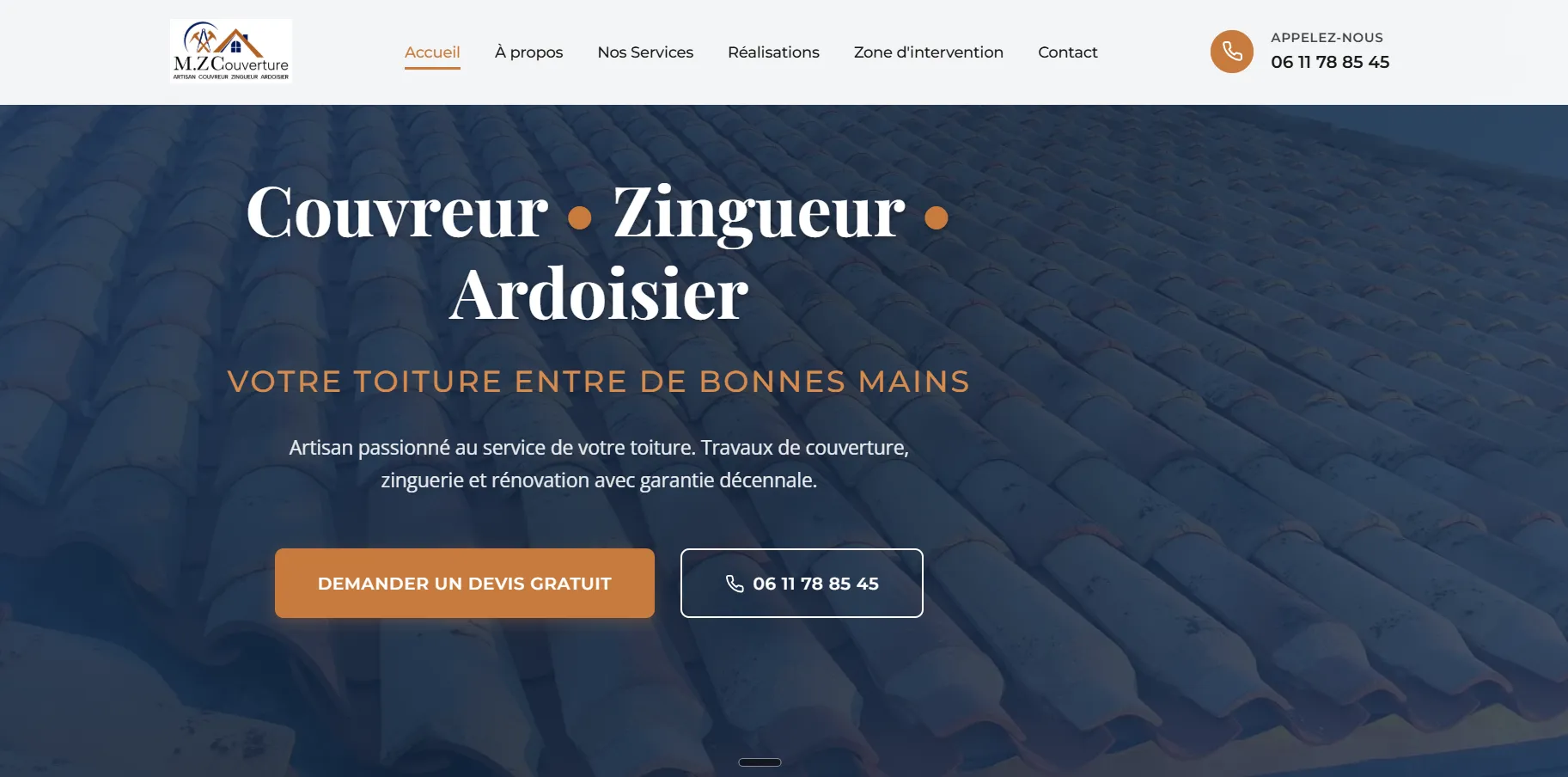 Aperçu du site MZ Couverture