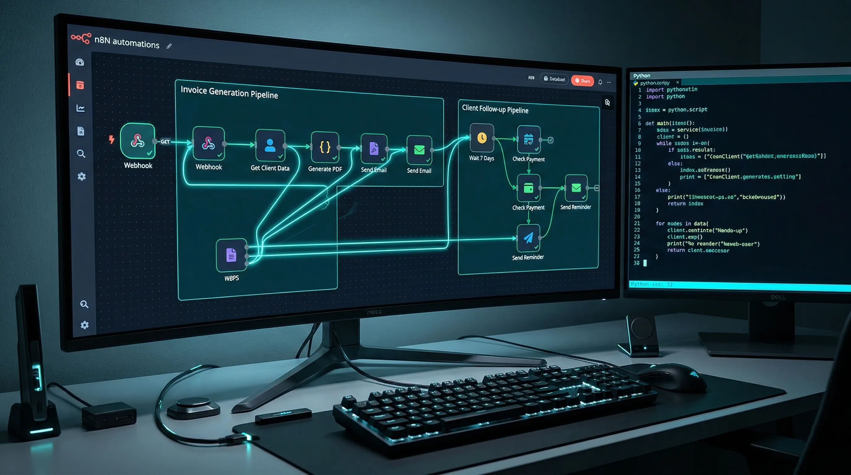 Diagramme d'un workflow d'automatisation N8N